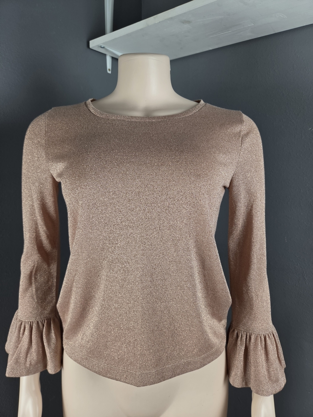 Sparkle Ruffle Sleeve Top - Rose Gold